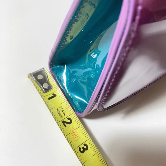 Marc Jacobs Cosmetic Case Purple Teal Lined Button Closure Make-Up Bag Clutch - Picture 11 of 11